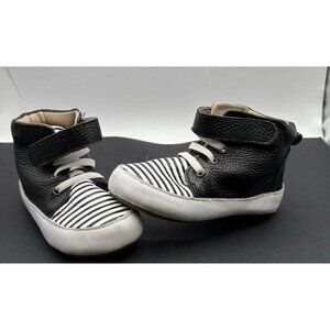 MONKEY FEET Boys 18-24 Months High Tops Leather Black/white